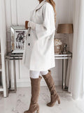 Airchics mi-longue manteau en laine boutons col revers mode oversized femme veste hiver et automne