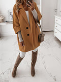 Airchics mi-longue manteau en laine boutons col revers mode oversized femme veste hiver et automne