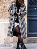 Airchics longue manteau en laine pied de poule oversized femme hiver blanche et noir
