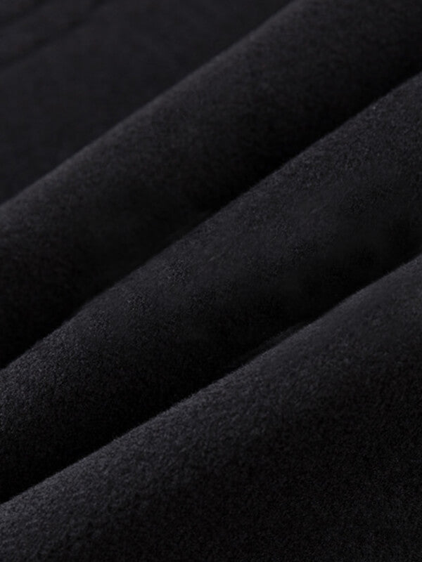 Airchics longue manteau en laine boutonnage avec poches ceinture col revers femme élégant mode noir