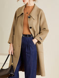Airchics mi-longue manteau en laine boutonnage avec poches col revers manches raglan femme mode