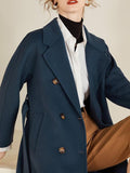 Airchics mi-longue manteau en laine double boutonnage avec poches ceinture col revers femme mode