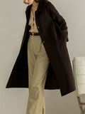 Airchics mi-longue manteau en laine boutons avec poches col revers manches raglan femme mode