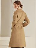 Airchics mi-longue manteau en laine avec poches ceinture col revers épaule tombante femme mode