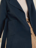 Airchics mi-longue manteau en laine avec poches ceinture col revers épaule tombante femme mode