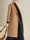 Airchics mi-longue manteau en laine double boutonnage avec poches col revers femme casual mode