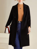 Airchics mi-longue manteau en laine double boutonnage avec poches col revers femme casual mode