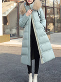 Airchics longue manteau doudoune boutons avec poches ceinture à capuche femme mode hiver
