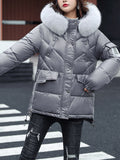 Airchics manteau avec poches coulisse taille fermeture éclair à capuche femme mode hiver