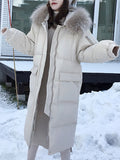 Airchics longue manteau avec poches fermeture éclair à capuche femme mode