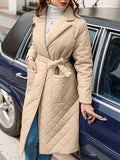 Airchics longue manteau coton avec poches ceinture col revers femme élégant mode