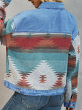 Airchics veste en jean aztèque géométrique avec poches boutonnage femme jacket casual