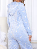 Airchics grenouillere polaire lune motif capuche femme noël pyjama bleu clair