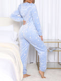 Airchics grenouillere polaire lune motif capuche femme noël pyjama bleu clair