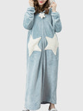 Airchics polaire pyjamas flanelle fermeture éclair poches à capuche manches longues femme mignon