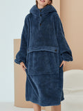 Airchics pyjama flanelle boutons poches à capuche manches longues femme mignon oversized
