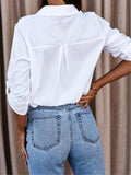 Airchics chemisier coton boutonnage col chemise manches longues femme mode blouse