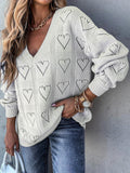 Airchics pull coeur v-cou manches longues femme casual mode ample automne hiver