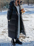 Airchics doudoune longue élégant casual couleur bloc capuche manteau d'hiver femme enceinte