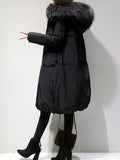 Airchics mi-longue manteau doudoune fermeture éclair cloutée avec poches à capuche femme élégant