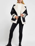 Airchics perfecto vestes casual élégant boucle poilu col fausse fourrure manteau d'hiver femme enceinte