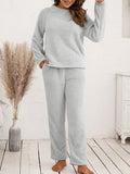 Airchics ensembles pyjama polaire avec poches col rond manches longues femme 2 pièces casual