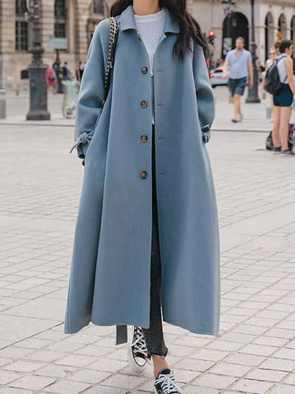 Airchics manteau en laine élégant casual ceinture nœud papillon manteau d'hiver femme enceinte