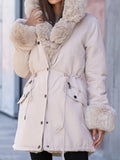Airchics parkas élégant casual col fausse fourrure capuche coulisse taille poches manteau d'hiver femme enceinte