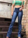 Airchics jeans longue flare bootcut évasé slim élégant femme denim pantalons