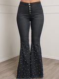 Airchics jeans longue flare bootcut évasé slim élégant femme denim pantalons