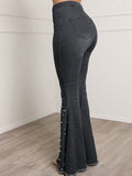 Airchics jeans longue flare bootcut évasé slim élégant femme denim pantalons