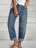 Airchics pantalons longue en jeans boutons décontracté ample vintage femme