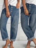 Airchics pantalons longue en jeans boutons décontracté ample vintage femme