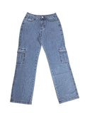 Airchics baggy jeans longue poches ample femme bleu