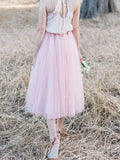 Airchics jupe longue demoiselle d'honneur tutu en tulle plissé taille élastique mode femme rose