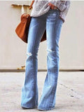 Airchics jeans longue bootcut évasé avec poches genou déchiré mode femme denim pantalons
