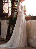 Airchics robe longue pois transparent tutu tulle manches longues élégant pour mariage