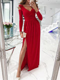 Airchics robe  longue fendu le côté mode de soirée rouge