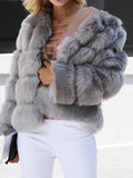 Airchics manteau en fausse fourrure mode hiver femme veste gris