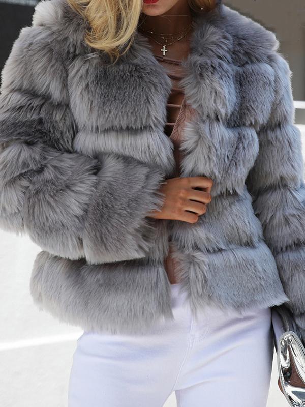 Airchics manteau en fausse fourrure mode hiver femme veste gris