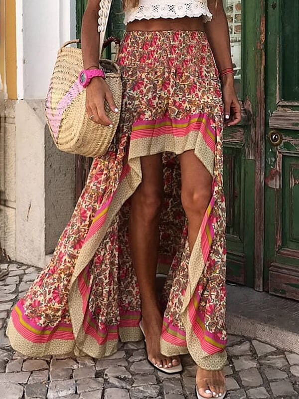 Airchics jupe imprimé fleurie court devant longue derriere bohème femme été  multicolore – airchics