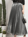 Airchics jupe longue plissé trapèze taille haute mode élégant femme