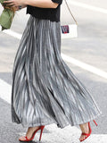 Airchics jupe longue plissé trapèze taille haute mode élégant femme