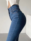Airchics jeans longue push up po taille haute slim mode femme pantalon