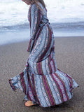 Airchics robe longue tribal volantée manches longues bohème de plage violet