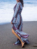 Airchics robe longue tribal volantée manches longues bohème de plage violet