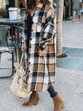 Airchics mi-longue manteau en laine carreaux fendu le côté mode femme surchemise