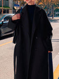Airchics longue manteau double boutonnage ceinture avec poches col revers femme oversized