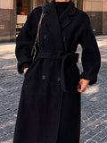Airchics longue manteau double boutonnage ceinture avec poches col revers femme oversized