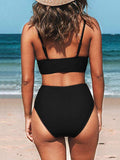 Airchics maillot de bain 2 pièces v-cou mode femme bikini noir